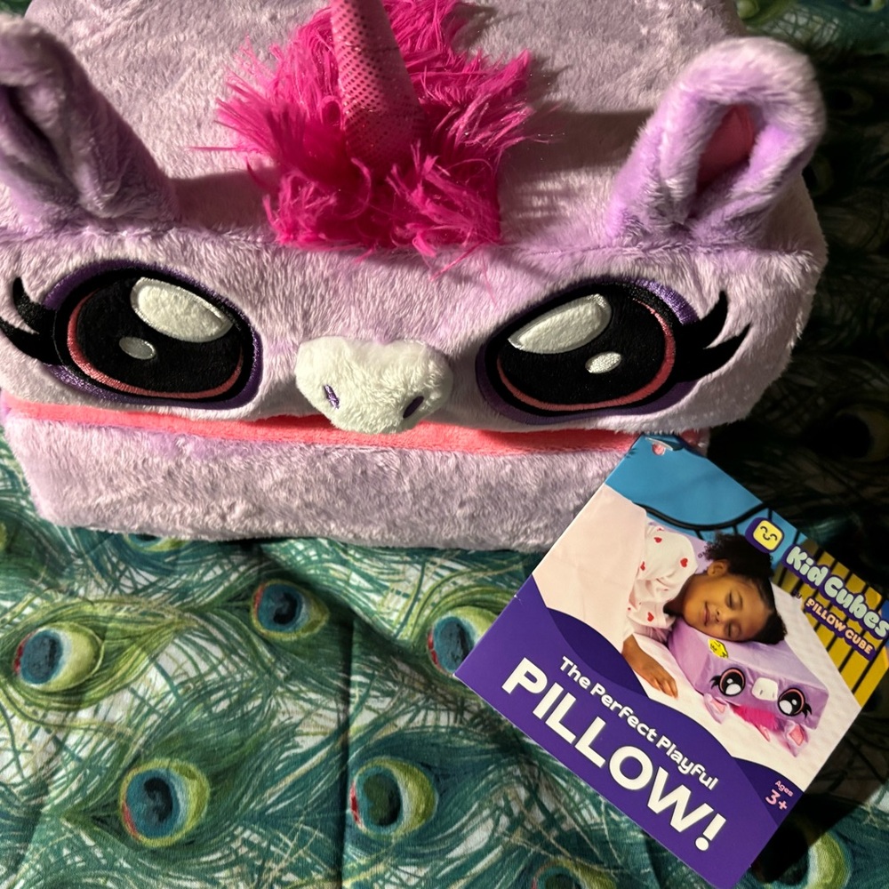 Purple and Pink Unicorn Stuffed Animal Cube